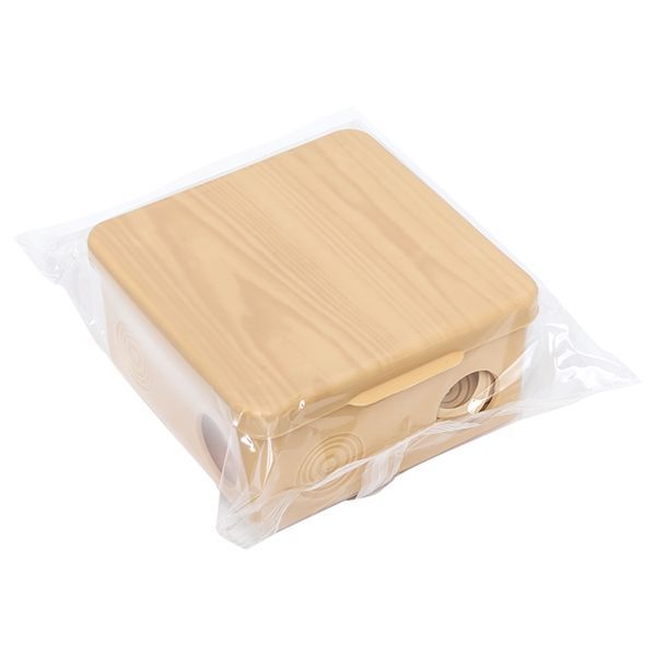 Коробка распределительная КМР-030-014 с крышкой (100x100x55), 8 мембранных вводов светлое дерево IP54 EKF PROxima