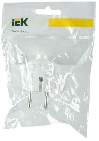 Вилка разборная прямая ВПп20-01-Ст без заземляющего контакта 6А белая IEK