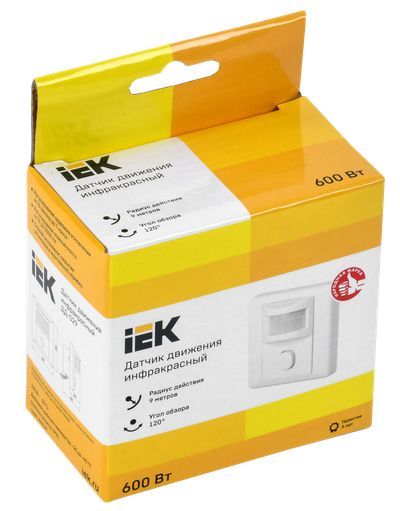 Датчик движения ДД-029 600Вт 120град 9м IP20 белый IEK