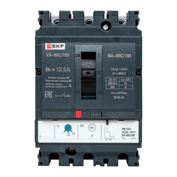 Выключатель автоматический ВА-99C 100/12,5А 3P 35кА EKF
