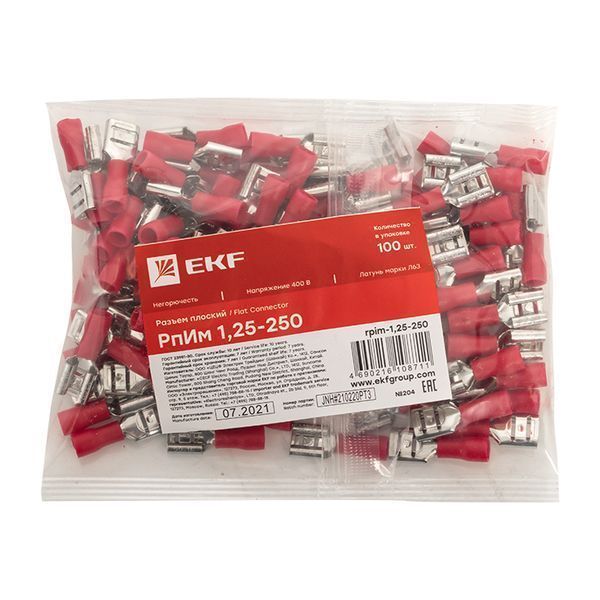 Разъем плоский "мама" РпИм 1,5-6,3 (100шт.) EKF PROxima