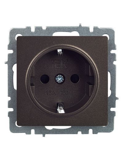 BRITE Розетка 1-местная с заземлением с защитными шторками 16А РС14-1-0-БрТБ темная бронза IEK