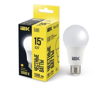 Лампа светодиодная A60 груша 15Вт 230В 3000К E27 IEK