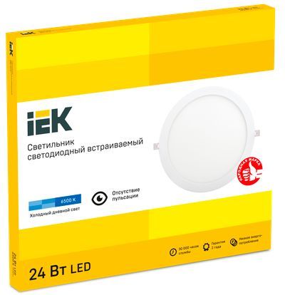 Светильник ДВО 1610 белый, круг LED 24Вт 6500 IP20 IEK