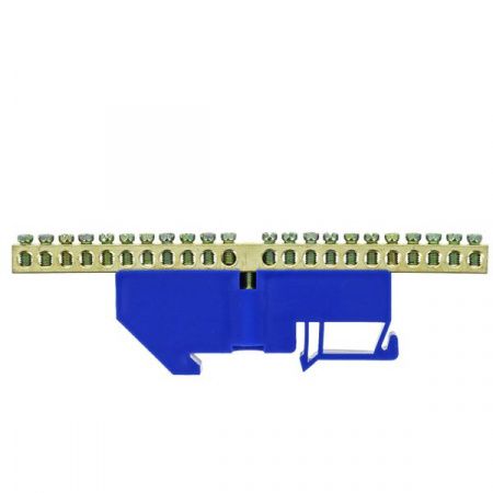 Шина "0" N (6x9мм) 20 отверстий латунь синий изолятор на DIN-рейку EKF PROxima