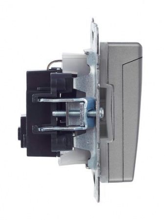 BRITE Розетка 1-местная с заземлением с защитными шторками и крышкой 16А IP44 РСбш10-3-44-БрС сталь IEK