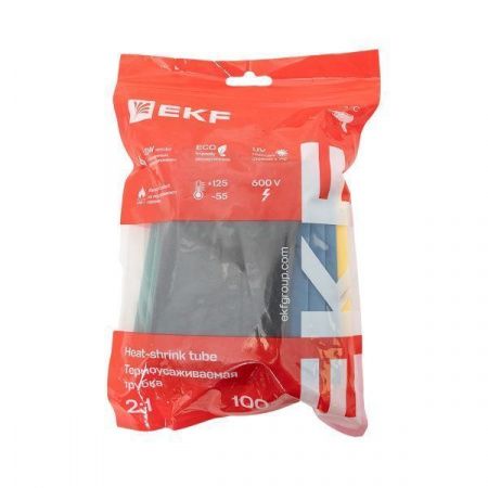 Термоусаживаемая трубка ТУТ нг 40/20 набор:7 цветов по 3шт. 100мм. EKF PROxima