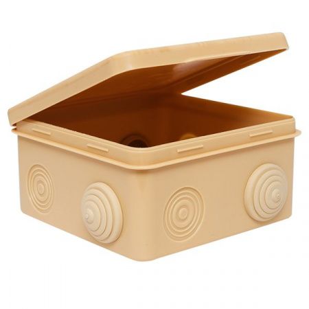 Коробка распределительная КМР-030-014 с крышкой (100x100x55), 8 мембранных вводов светлое дерево IP54 EKF PROxima