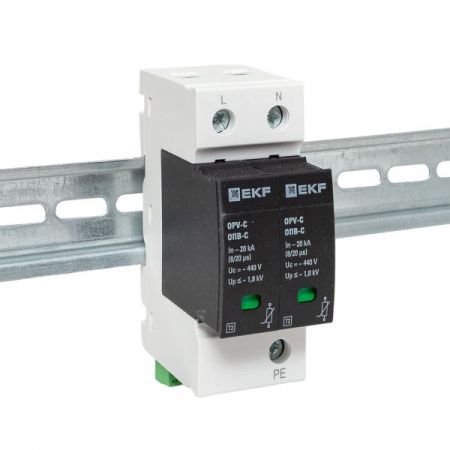 Ограничитель импульсных напряжений ОПВ-C/2P In 20кА 440В с сигн. EKF