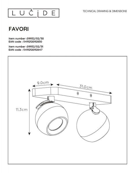 Спот Lucide Favori 09932/02/30
