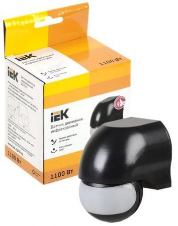 Датчик движения ДД-010 1100Вт 180град 10м IP44 черный IEK