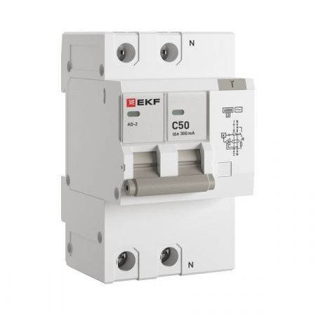 Дифференциальный автомат АД-2 50А/300мА (хар. C, AC, электронный, защита 270В) 6кА EKF PROxima